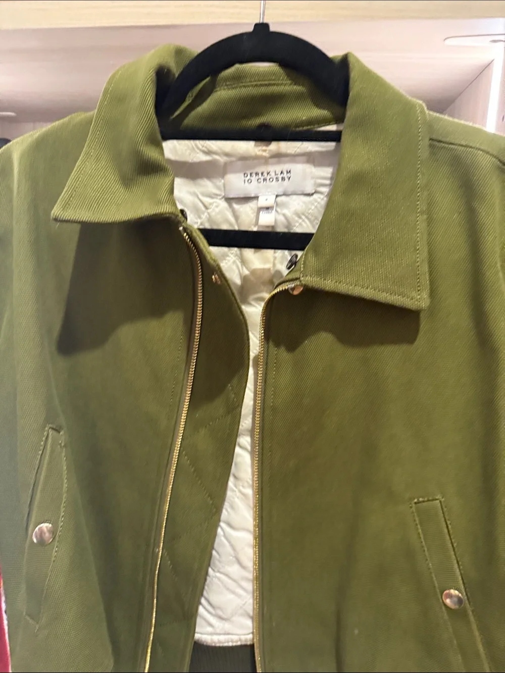 10 Crosby Derek Lam Olive Green Quilted Bomber Jacket